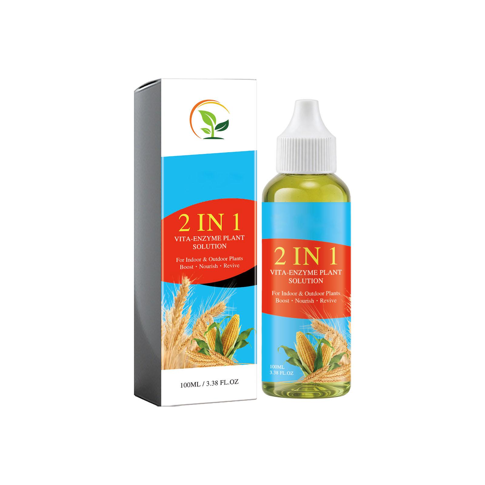 

2 in 1 Vita Enzyme Plant Solution 100ML Liquid Nutrient Formula for Indoor and Outdoor Plants Supports Growth Nourishes and Revives One Size