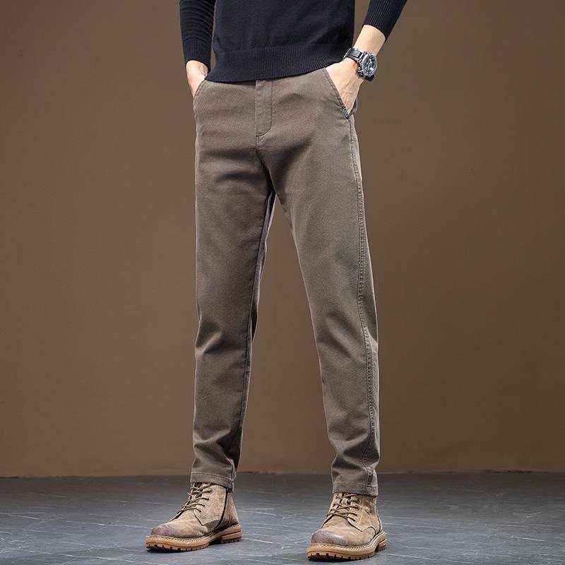 Douyin Men's 2024 Winter Fleece-Lined Straight-Leg Casual Pants