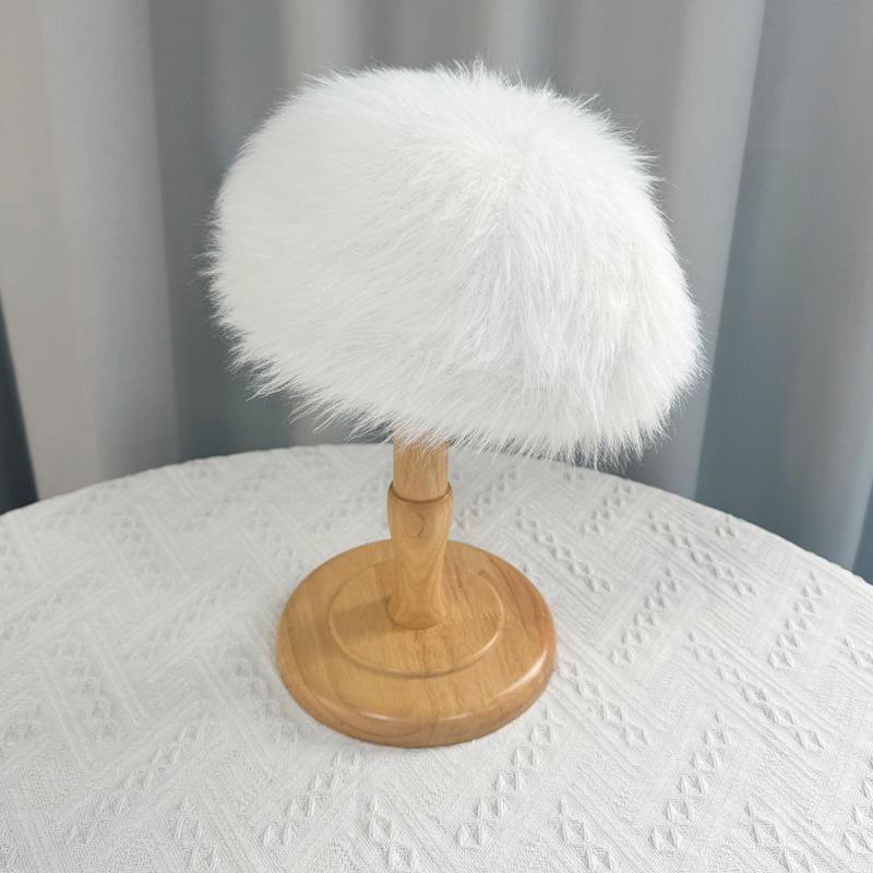 

Женская осенне-зимняя теплая утолщенная защитная шапка для ушей, холодный бархатный берет, милая однотонная плюшевая шапка One Size белый