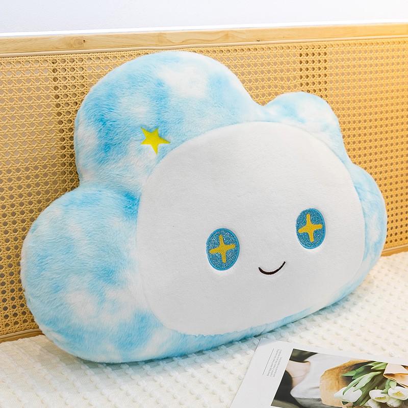 Cloud-Shaped Plush Pillow Soft Short Pile Stuffed Toy Bedside Car Decor In Sky Blue White Sunset Gray