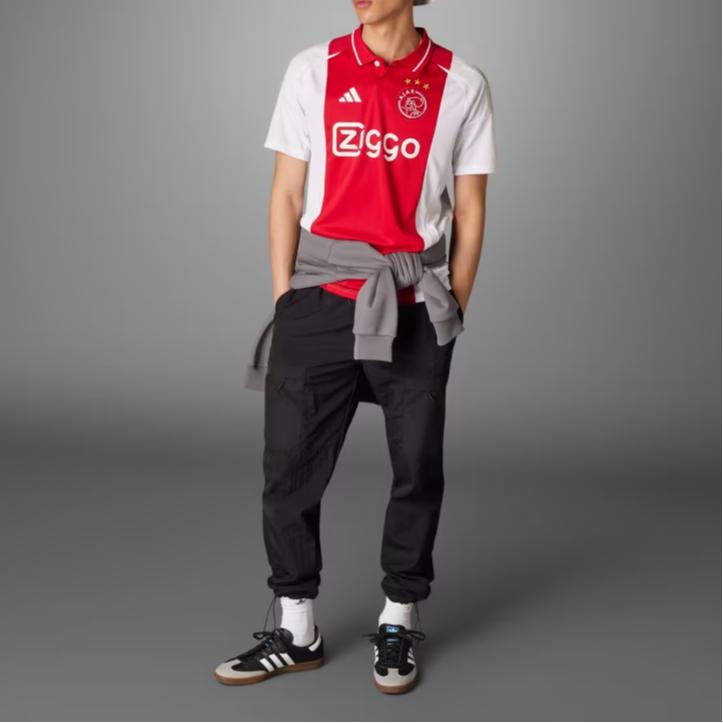 Adidas Ajax Amsterdam 24/25 Home Jersey Moisture-Wicking Comfortable Short-Sleeve Soccer Shirt Men Tops White Red IT6168