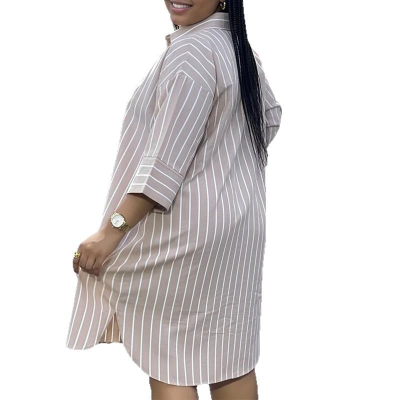 1011 European and American Women's Clothing, New Tops Women's Summer, Fashionable Loose Casual Striped Shirts, Clothes and Clothing