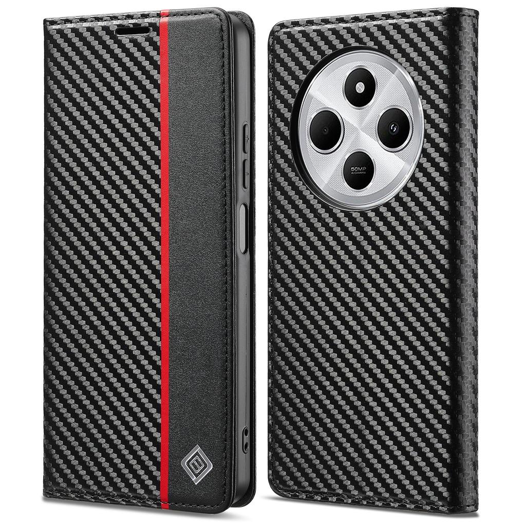 LC.IMEEKE For Xiaomi Redmi A4 5G Case Carbon Fiber Texture Phone Cover Stand Card Holder