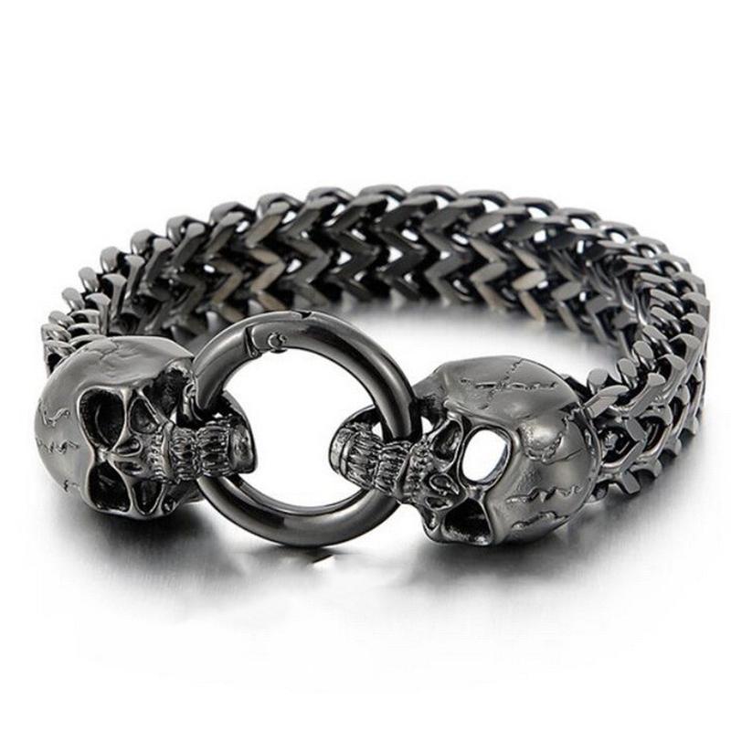 Punk Multi-Size Bracelet Men Accessories Stainless Steel Skull Charm Bracelets Bangles Mens Bracelet Jewelry Men Pulseras Mujer