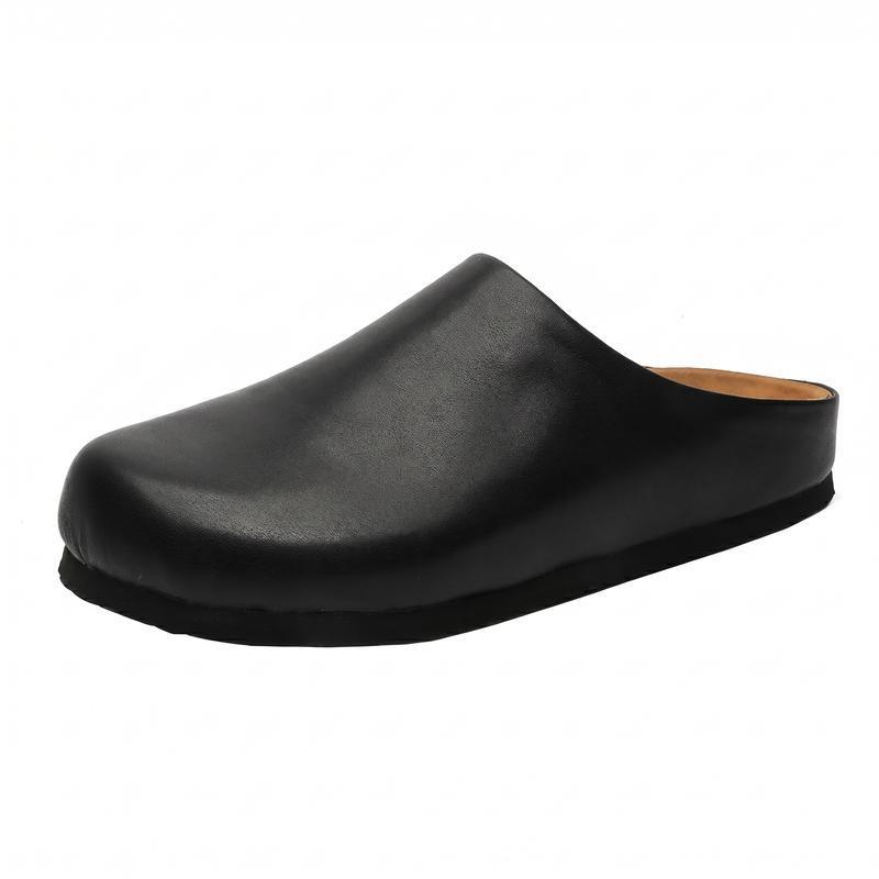 Sabo Sandals Men s Mule Slip-on Round Toe Casual Shoes Easy to Wear Lightweight Non-stuffy Synthetic Leather Flat Shoes