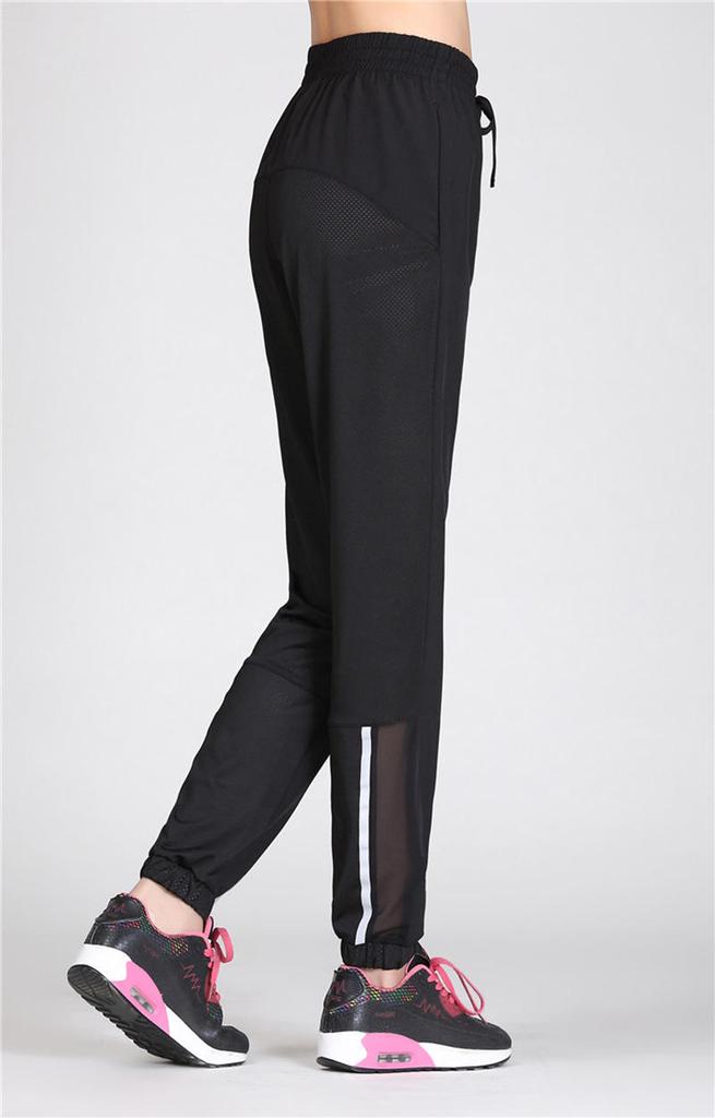 Buy Women Black Fitness Yoga Running Pants Mesh Elastic Waist