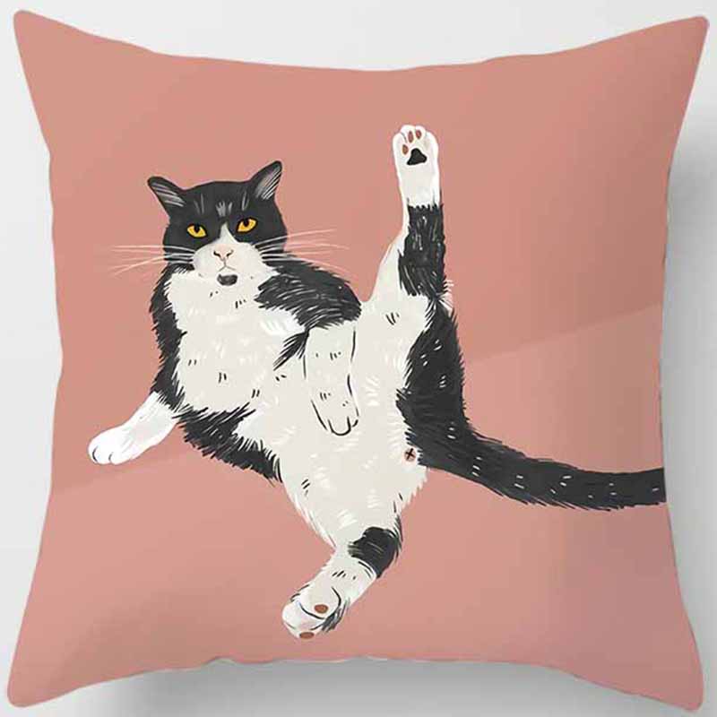 Cat Is Leisure Life Square Pillowcase for Home Decoration Car Sofa Cushion Cover Outdoor Seat Decoration Accessories 45x45cm