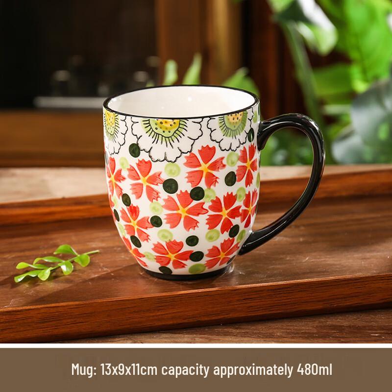 Polnischer Retro Handbemalter Keramikbecher