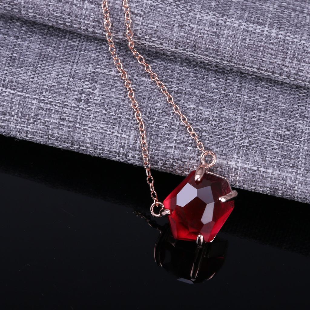 KELITCH Top Crystal Pendant Necklace Rose Gold Chain for Women Jewelry Gift (Red Rose Gold)
