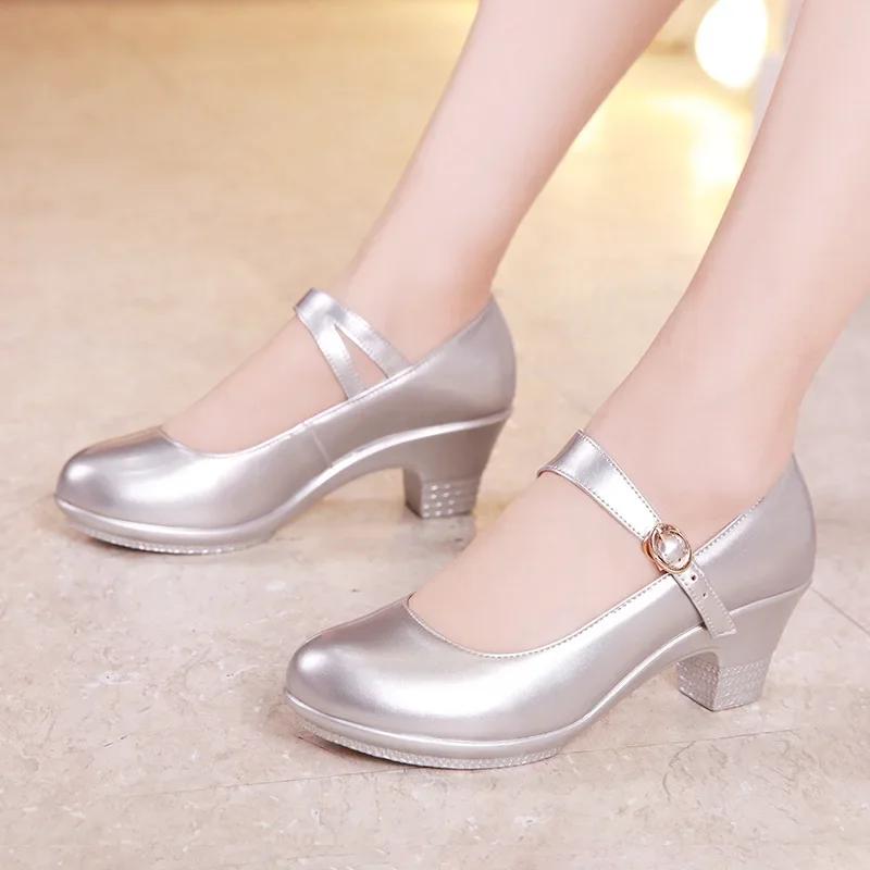 5cm 7cm Mały Rozmiar 32-43 Płytkie Gruba Podeszwa Platformy Czółenka Damskie Mary Janes 2025 Średni Obcas Słupkowy Buty Czerwone Ślub Biuro Mama