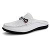 Fashion New Breathable Dress Shoes Genuine Leather Mens Slip on Shoes Fashion Men Half Loafers Slides Breathable Mules for Man Flats