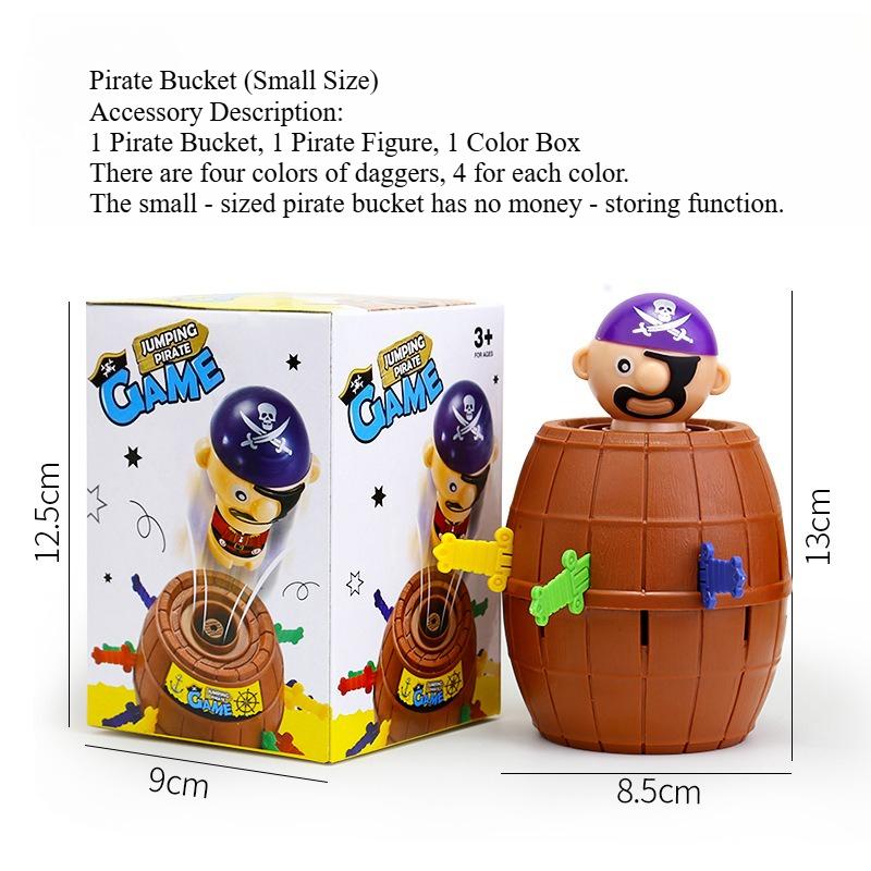 

Funny Pirate Barrel Lucky Game Jumping Pirate Sword Stab Family Interactive Toys with Money Storage for Kids Halloween Gift
