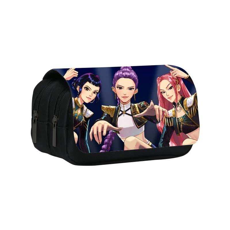 Kpop Demon Hunters Pattern Pencil Organizer With Durable Polyester Material For Students