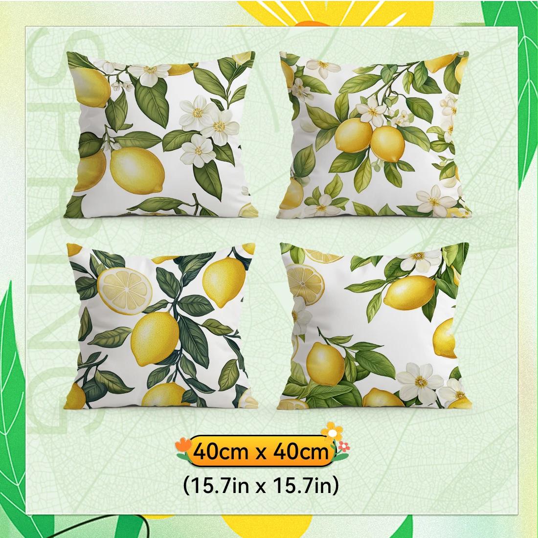 

4pcs/set Lemons and flowers Cushions Pillowcase Polyester Cushion Cover Throw Pillow Pillowcover Home Car Sofa Decor