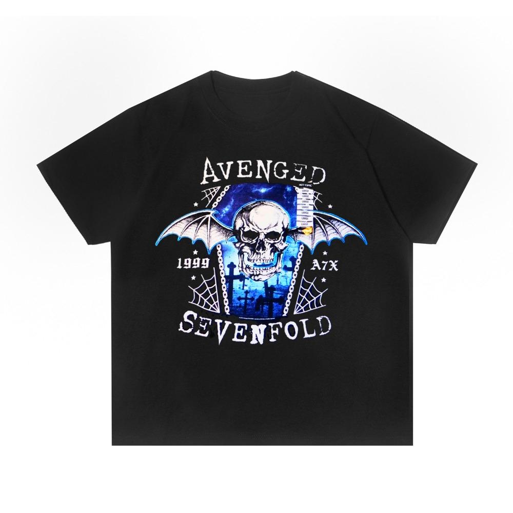 2025 Yaz Avenged Sevenfold Band Baskılı Pamuk Erkek ve Kadın Tişört Yüksek Kaliteli Kısa Kollu Erkek Tişörtü
