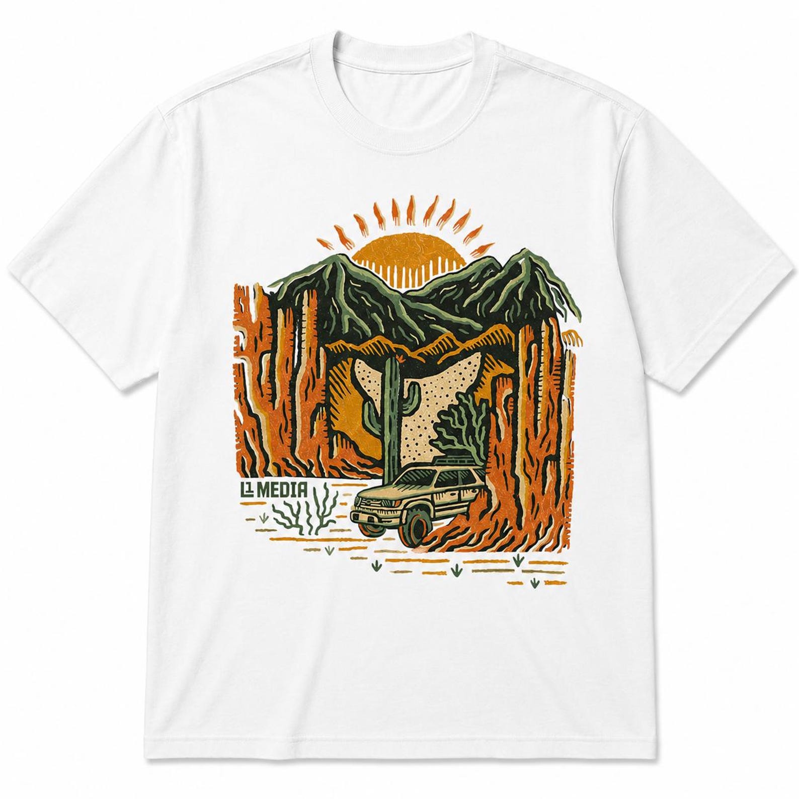 Retro Desert Off Road SUV T-Shirt, Vintage Mountain Canyon Graphic Tee S