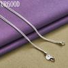 925 Sterling Silver Key Heart Lock Necklace Snake Chain Women's Wedding Fashion Charm Jewelry