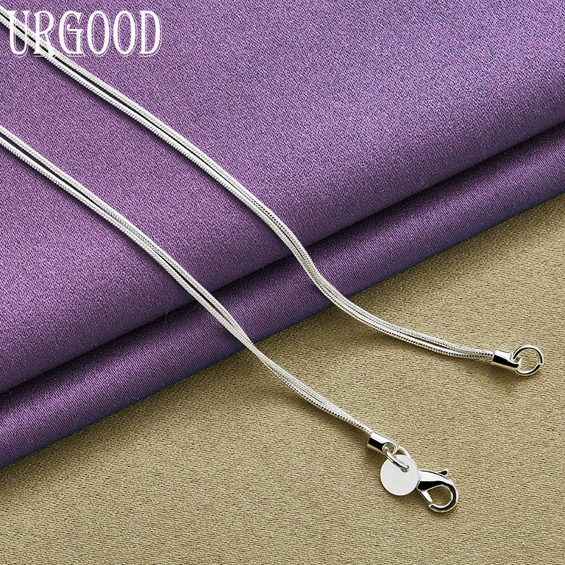 925 Sterling Silver Key Heart Lock Necklace Snake Chain Women's Wedding Fashion Charm Jewelry