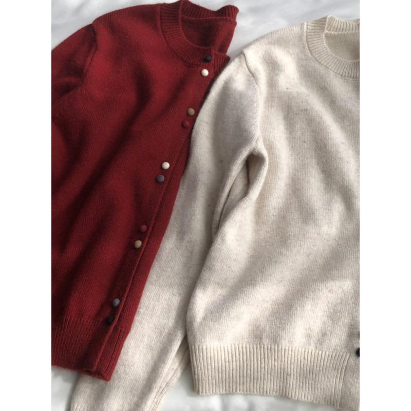 

Raccoon fleece Christmas gentle sweater simple round neck versatile knitted cardigan women s new model one size fits all червоний