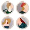 1pc Woman and Flower Pattern Coaster Russian Stitch Embroidery DIY Yarn Kit Cross Stitch