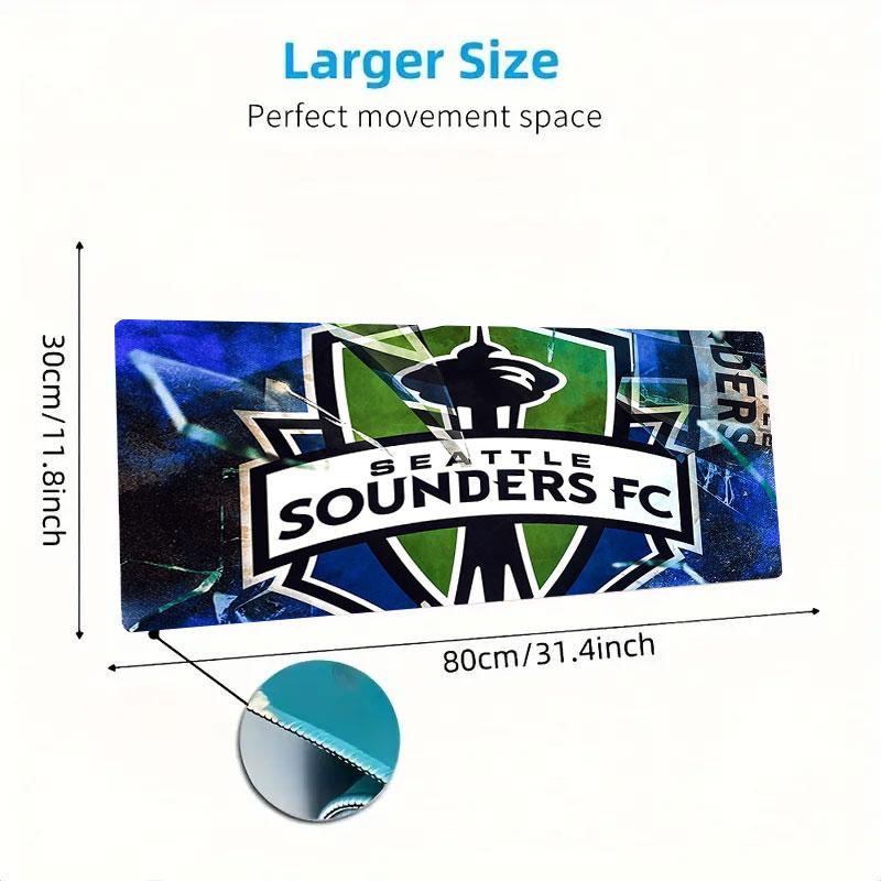 FC Seattle Sounders Mouse Pad, Large Gaming Desk Mat, Non-slip XXL Mousepad for Laptop & Tablet, Mini PC Playmat with Stitched Edges