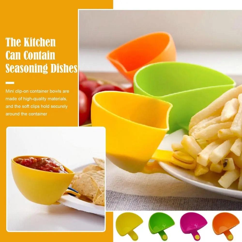 Colorful Dip Clip Bowls Clip-On Plastic Spices Dip Container Bowl Multi-Purpose Kitchen Gadgets Dipping Sauce Cups kitchen