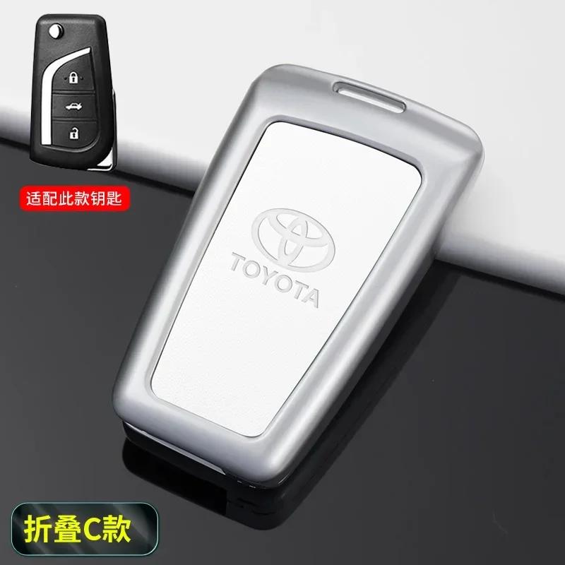 Toyota 2026 New Hub Caps Zinc Alloy Leather Car Key Cover Case Shell Bag Toyota Yaris Camry Corolla Prado R Car Sticker