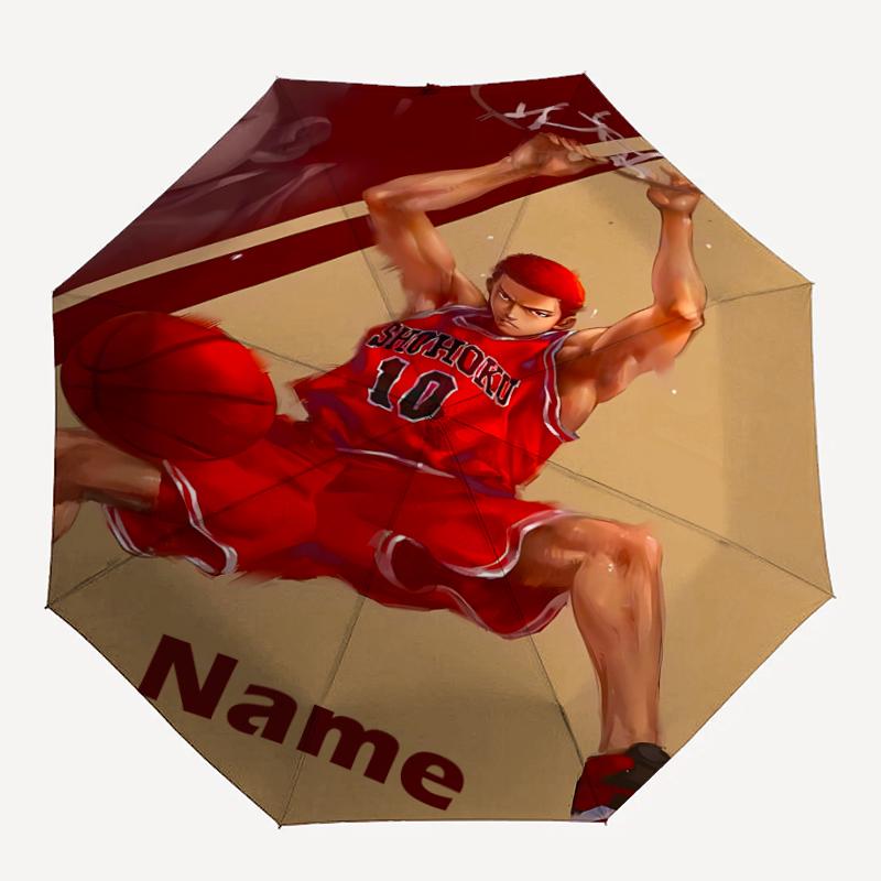 Custom Name Slam Dunk Theme Automatic Umbrella, Lightweight & Portable, 8 Rib, Perfect for Outdoor Travel, Birthdays, Christmas, Gifts.