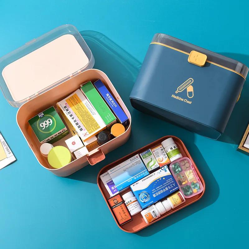 WBBOOMING Home Care Medicine Cabinet Plastic Storage Boxes Rectangle Storage Box Portable And Fashion Color Storage Boxes & Bins