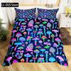 Mushroom Comforter Set 3 Piece, Colorful Mushroom Decor Twin King Size Bedding, Room Decor Comforter for Kids Adults Boys Girls