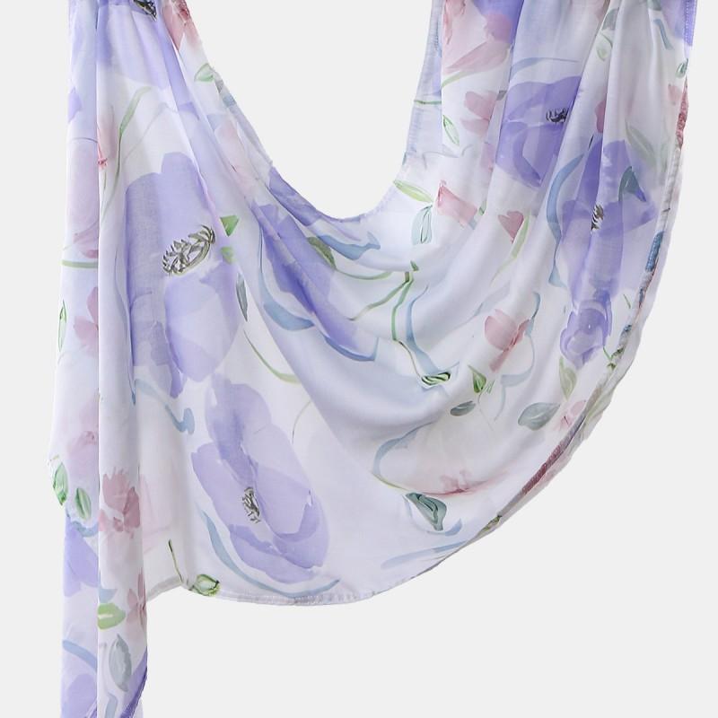 Ins Style Printed Thin Gauze Scarf Personalized All-match Sunscreen Large Shawl Long Women's Headscarf