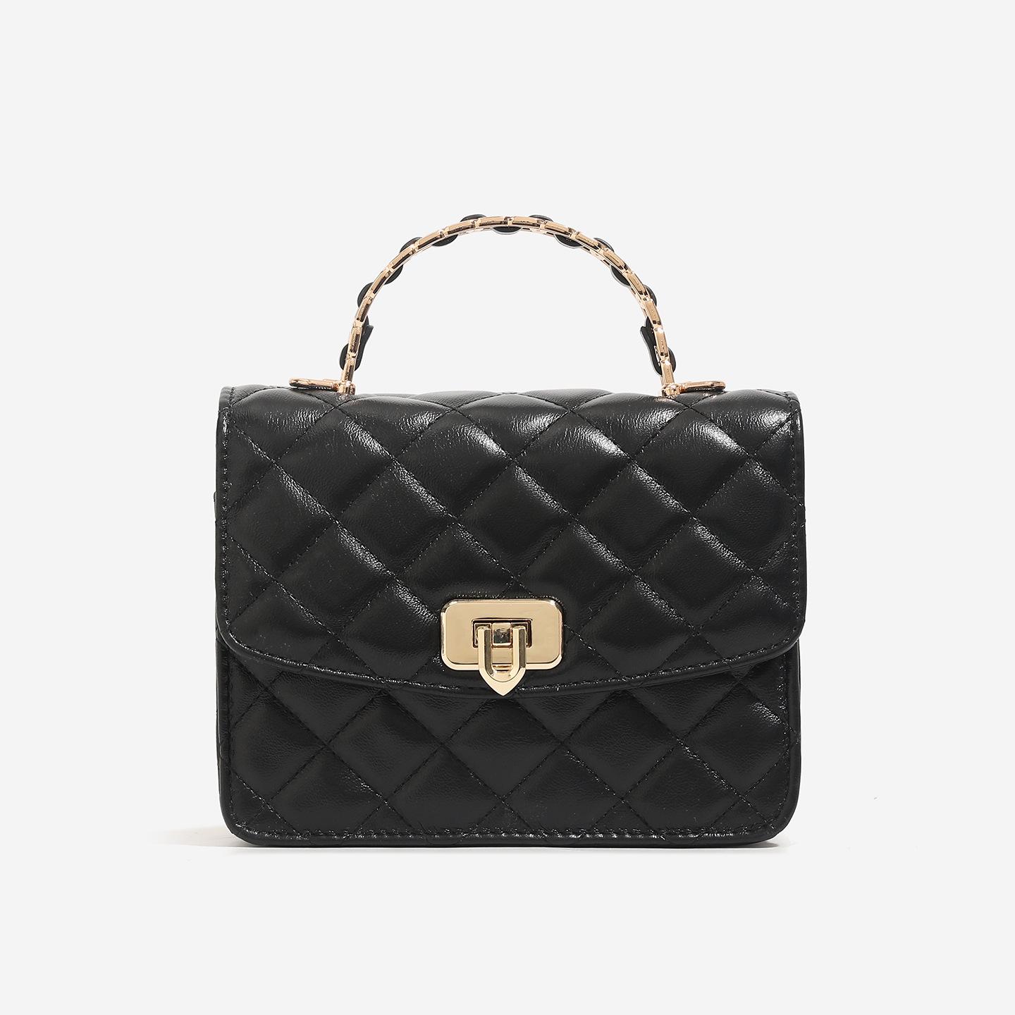 

Elegant Fragrant Style Diamond Pattern Square Bag - 2025 High-End Crossbody & Shoulder Bag 19x6x16cm чёрный