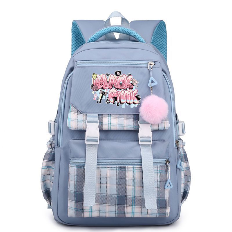 Korean Style Printed Nylon Backpack for Students Large Capacity School Bag Fashionable Commute Shoulder Bag with 15 Inch Laptop Compartment KTB