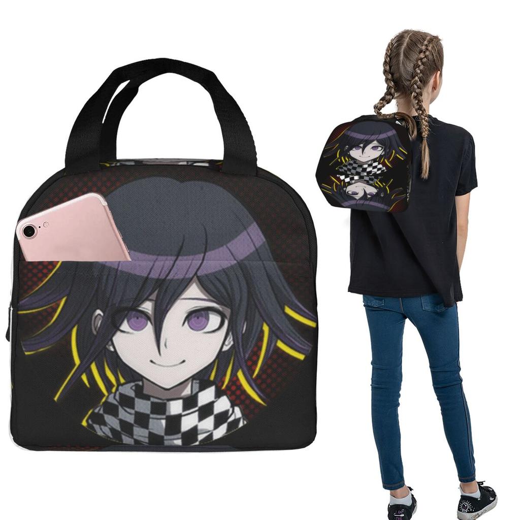 Anime Kokichi Ouma Danganronpa Game Insulated Lunch Bag for Women Children Portable Food Boxes Thermal Lunch Box Tote
