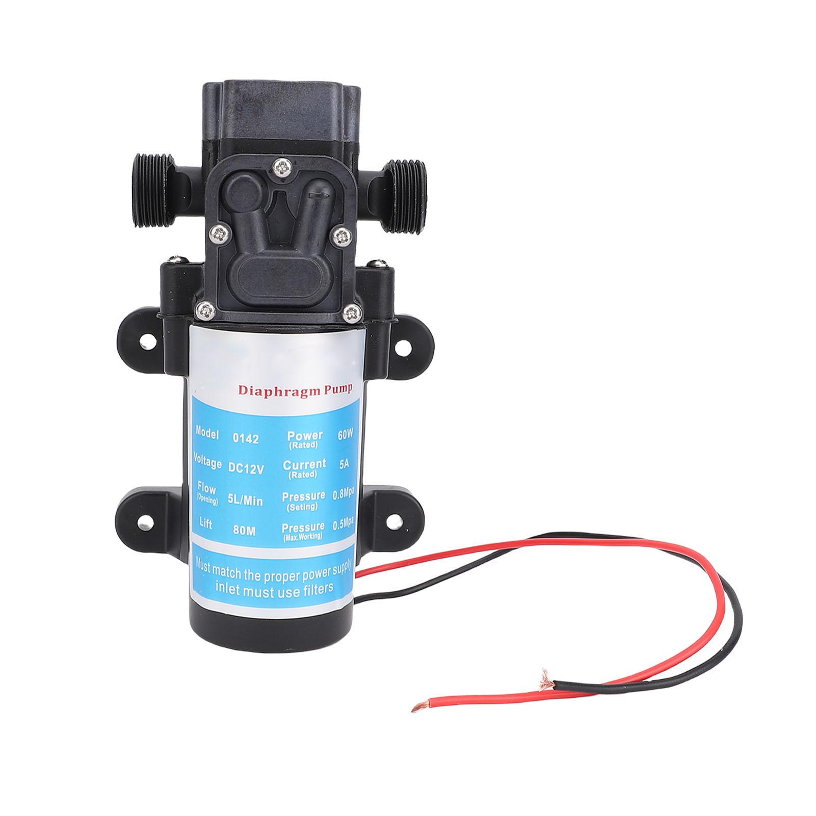 

Micro Diaphragm Pump Self Priming Water Pressure Pump for RV Car Washing Watering 60W 80M Head G1/2 Inlet and Outlet