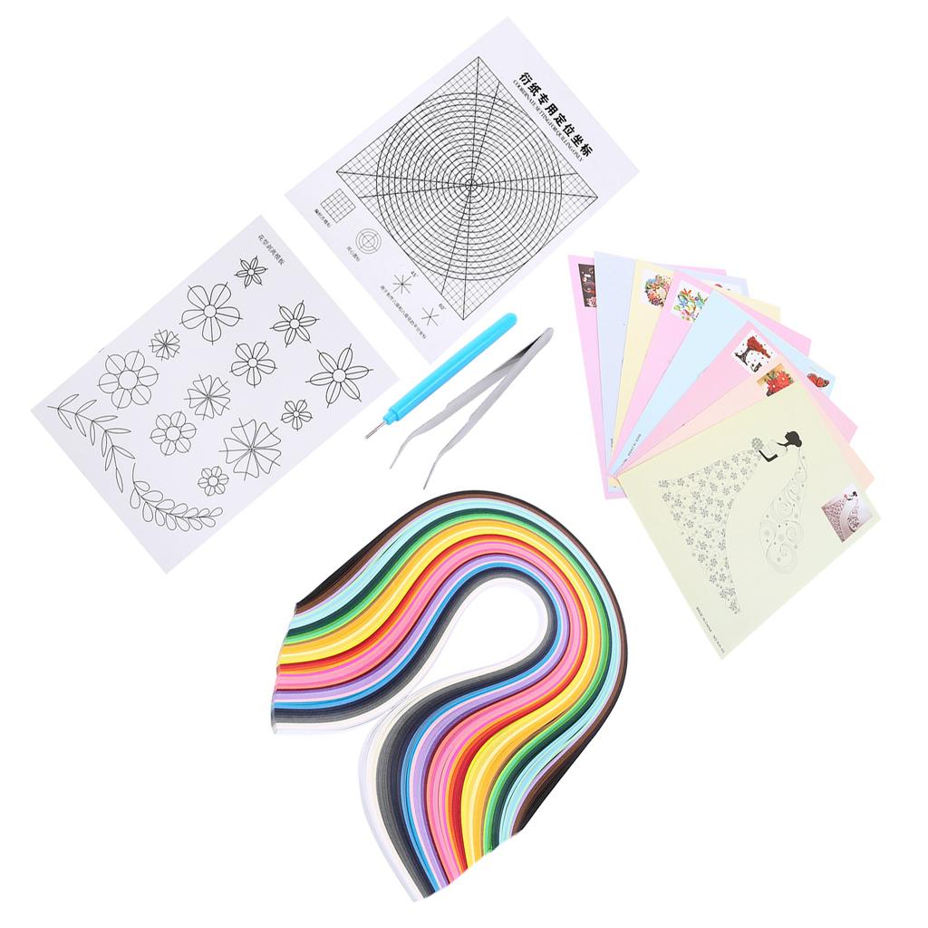 Paper Quilling Kit, 500 Quilling Strips, 8 Designs, Grid  , Flower Pattern, Tweezers, Slotted Pen,   Paper Craft Projects, 50