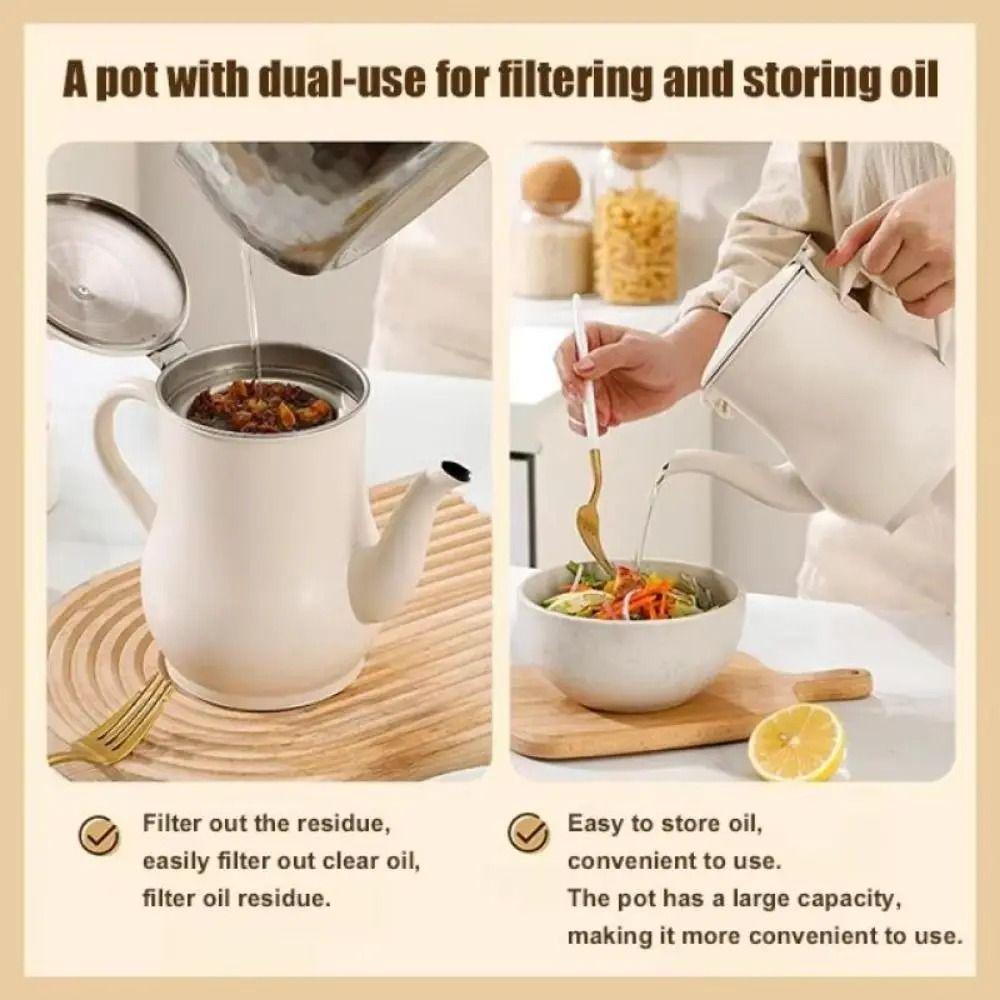 Thickened Stainless Steel Oil Pot Large Capacity Oil Filter Pot  Kitchen Supplies