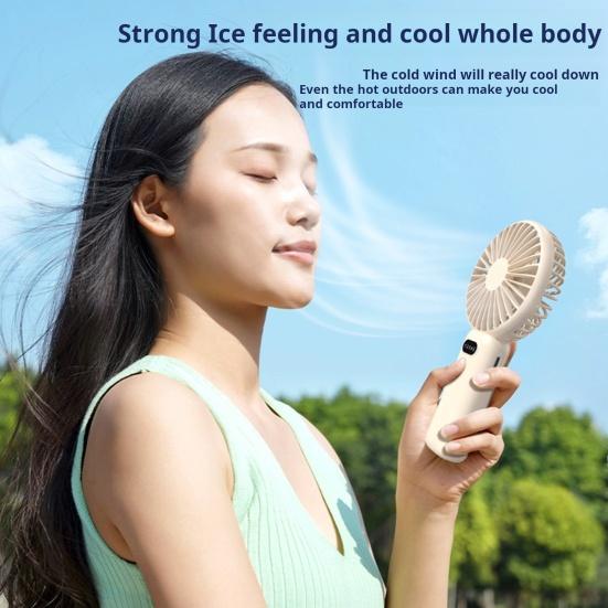 

Мини-охлаждающее устройство Yousheng Handheld Fan с цифровым дисплеем, мощным потоком воздуха и низким уровнем шума, работающее от аккумулятора и заряжаемое через USB персональный вентилятор бежевый