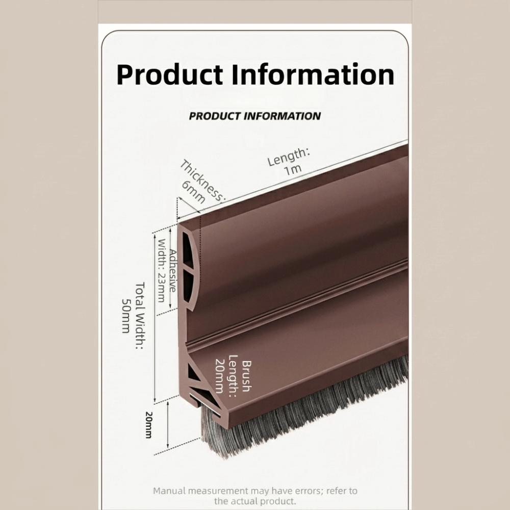 Brush Edge Draft Stopper TPE Door Sweep Removable Door Bottom Seal  Indoor Bedroom