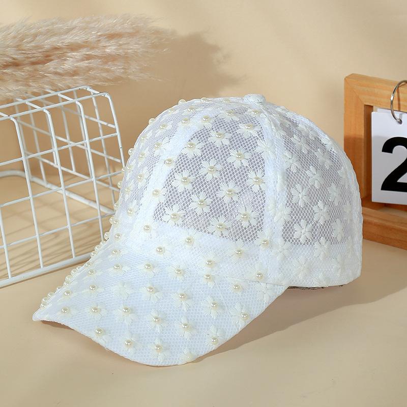 Korean-Style Women's Lace Baseball Cap Breathable Flower Face-Slimming Trendy Fashionable Casual Hat for Ladies