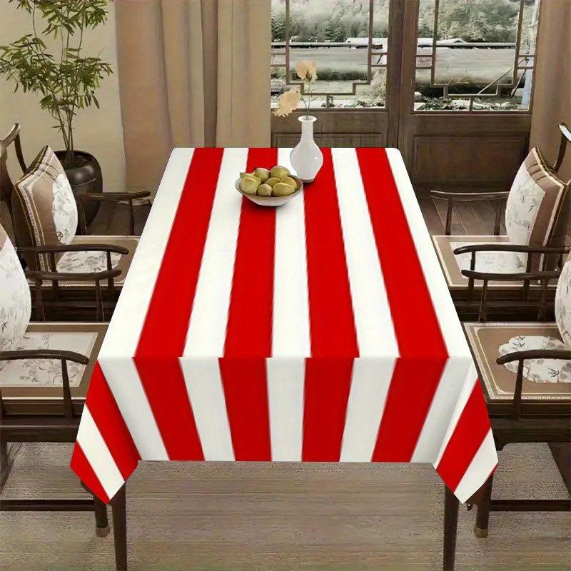 Tovaglia a Strisce Rosse e Bianche Stampata per Decorazione Tavola Impermeabile Rettangolare Riutilizzabile per Tavolo Festa Festiva Interno