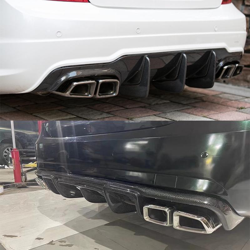 1 pair For Mercedes C-Class W204 E-Class W212 CLS-Class W218 exhaust modifications C63 E63 CLS63 black square quad exhaust tips