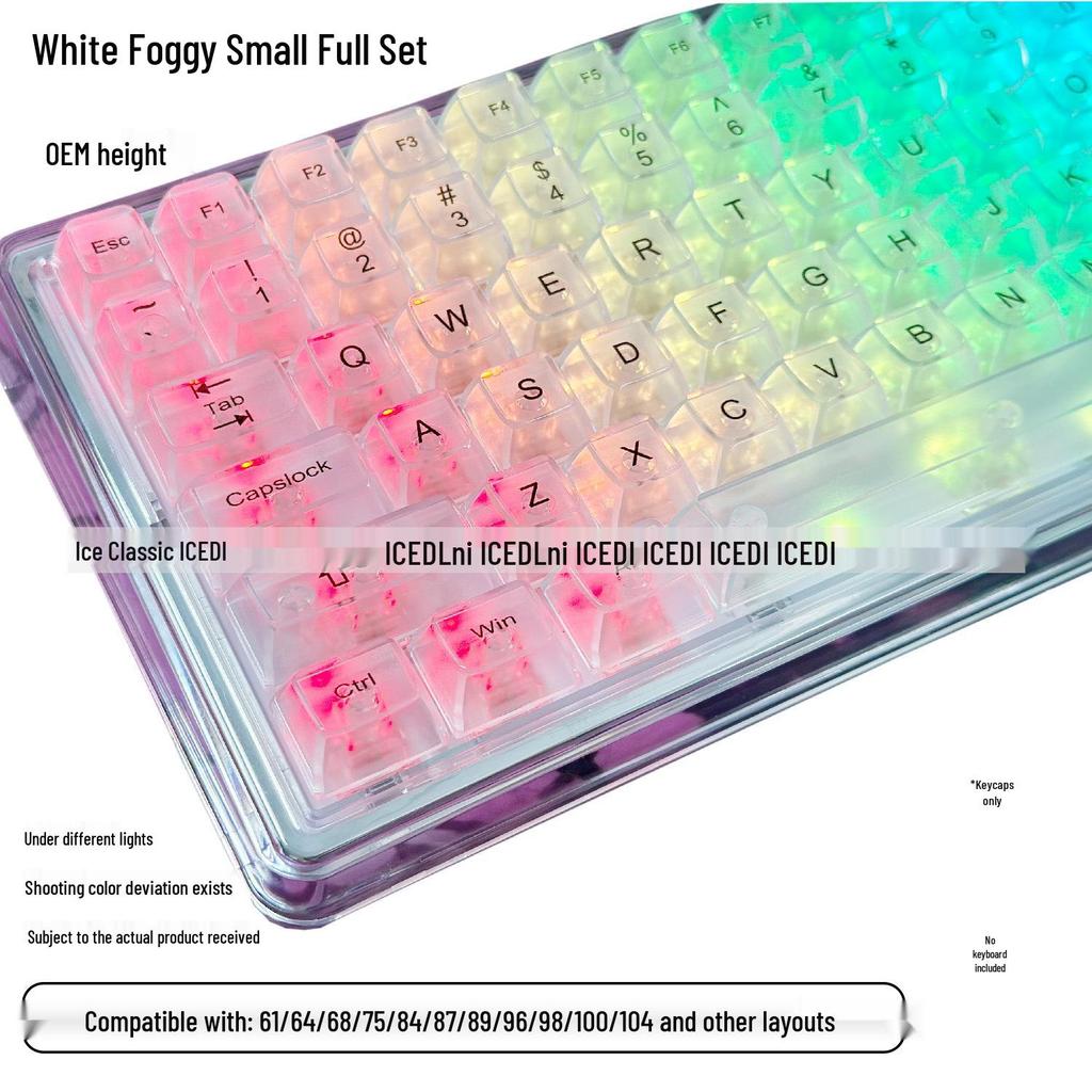 Matte Transparent Crystal Keycaps: 61/87/104-Key Universal, Customized, Highly Translucent.