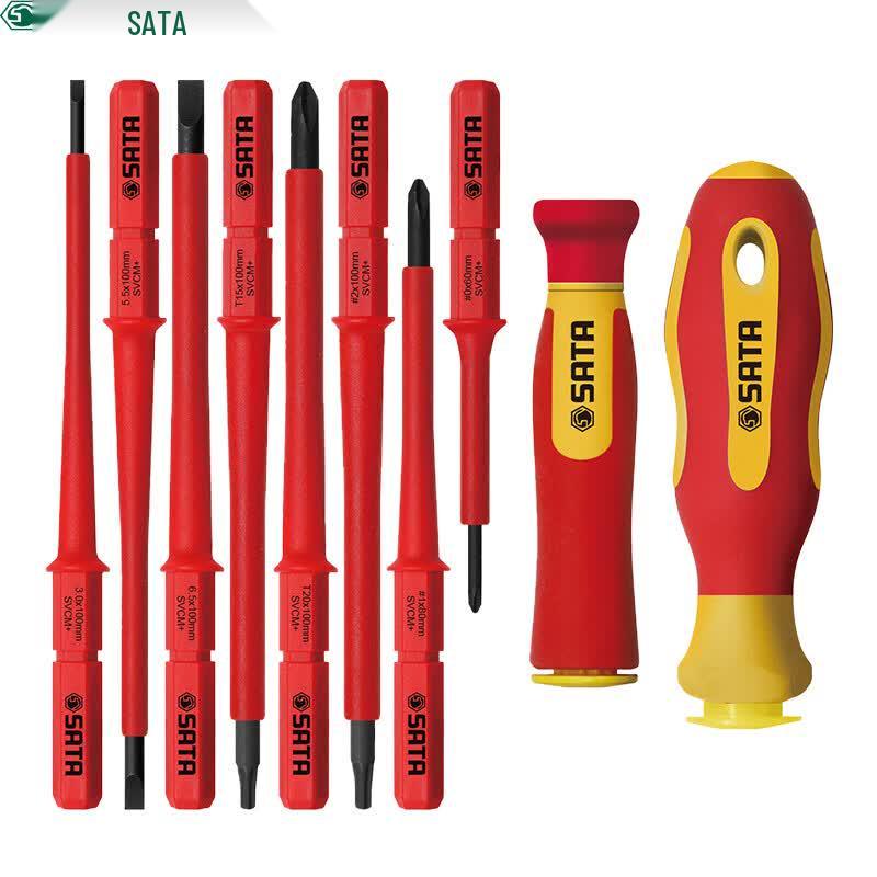 SATA 10-Piece VDE Insulated Interchangeable Screwdriver Set Insulated