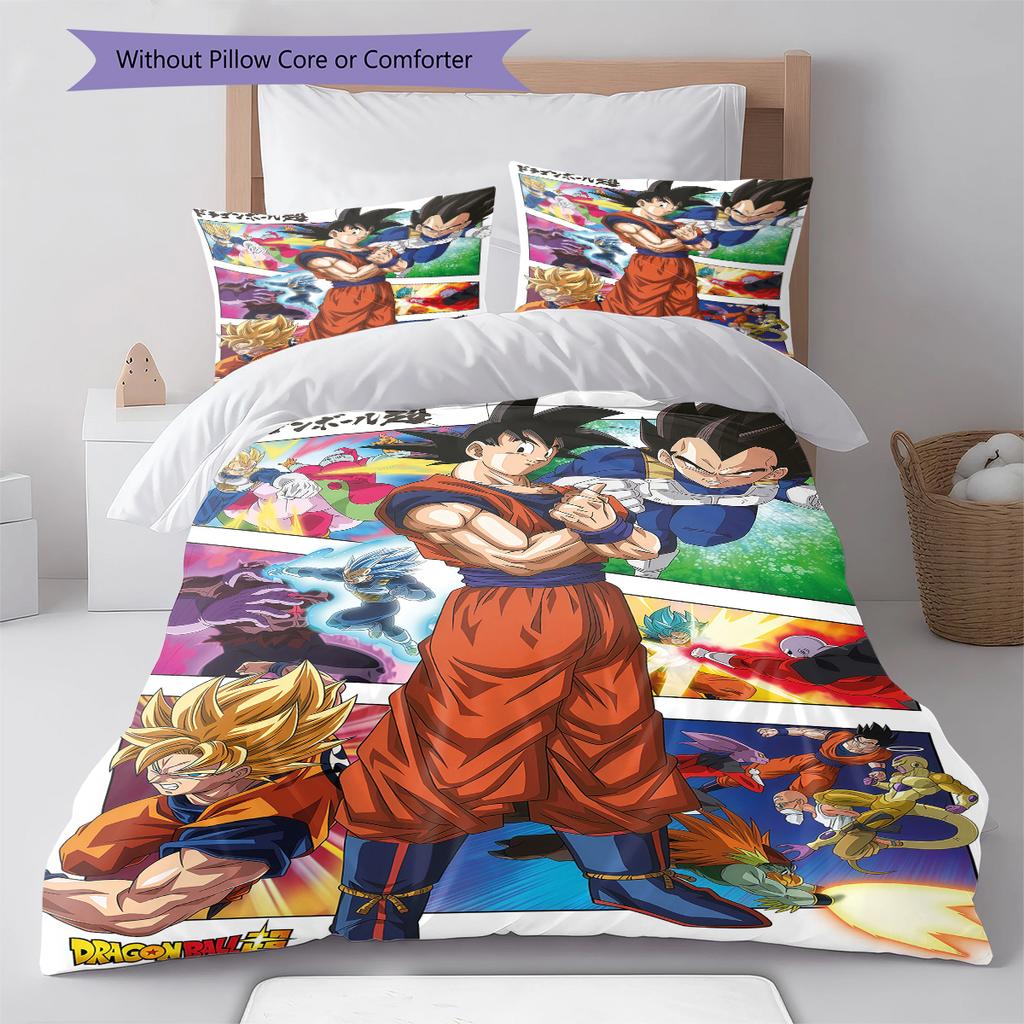 DRAGON BALL Pattern Bedding,Quilt Set Quilt Cover Pillowcase Home Birthday Gift (1 * Duvet Cover + 2 * Pillowcase, Without Core)