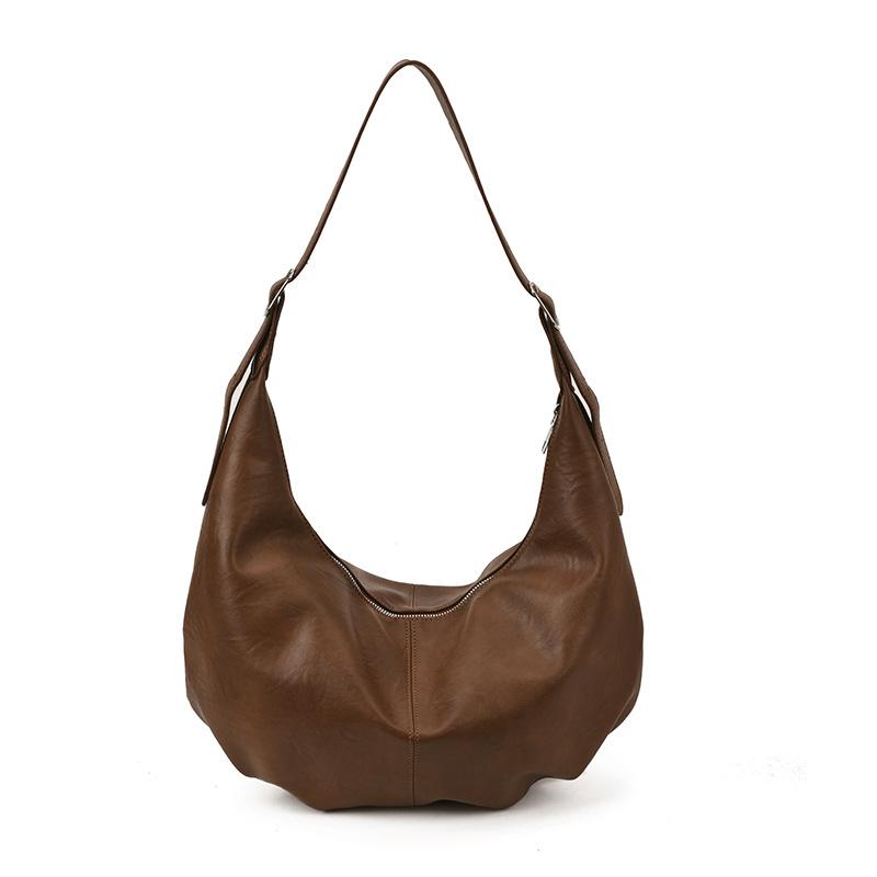 PU Hobo Bag Women s Fashion Shoulder Tote with Soft Texture Large Capacity Casual Everyday Handbag коричневый