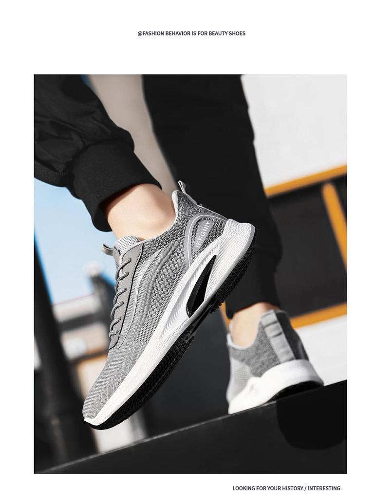 2025 Men's Black Breathable Mesh Running Shoes - Odor-Resistant Casual Lightweight Sneakers