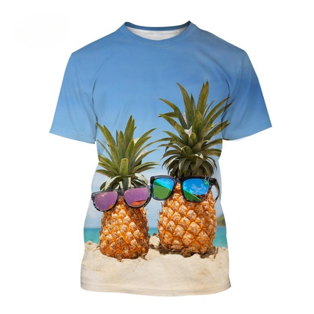 T-Shirt per Ragazzi Casual Cartone Animato Frutta Ananas Stampa Tridimensionale T-Shirt Abbigliamento da Esterno per Bambini Vestiti per Bambini