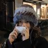 Rabbit Fur Knitted Hat Women's Autumn and Winter Splicing Warm Wool Hat Cold-proof Cover Foreign Gas Plush Ear Protection Head Hat