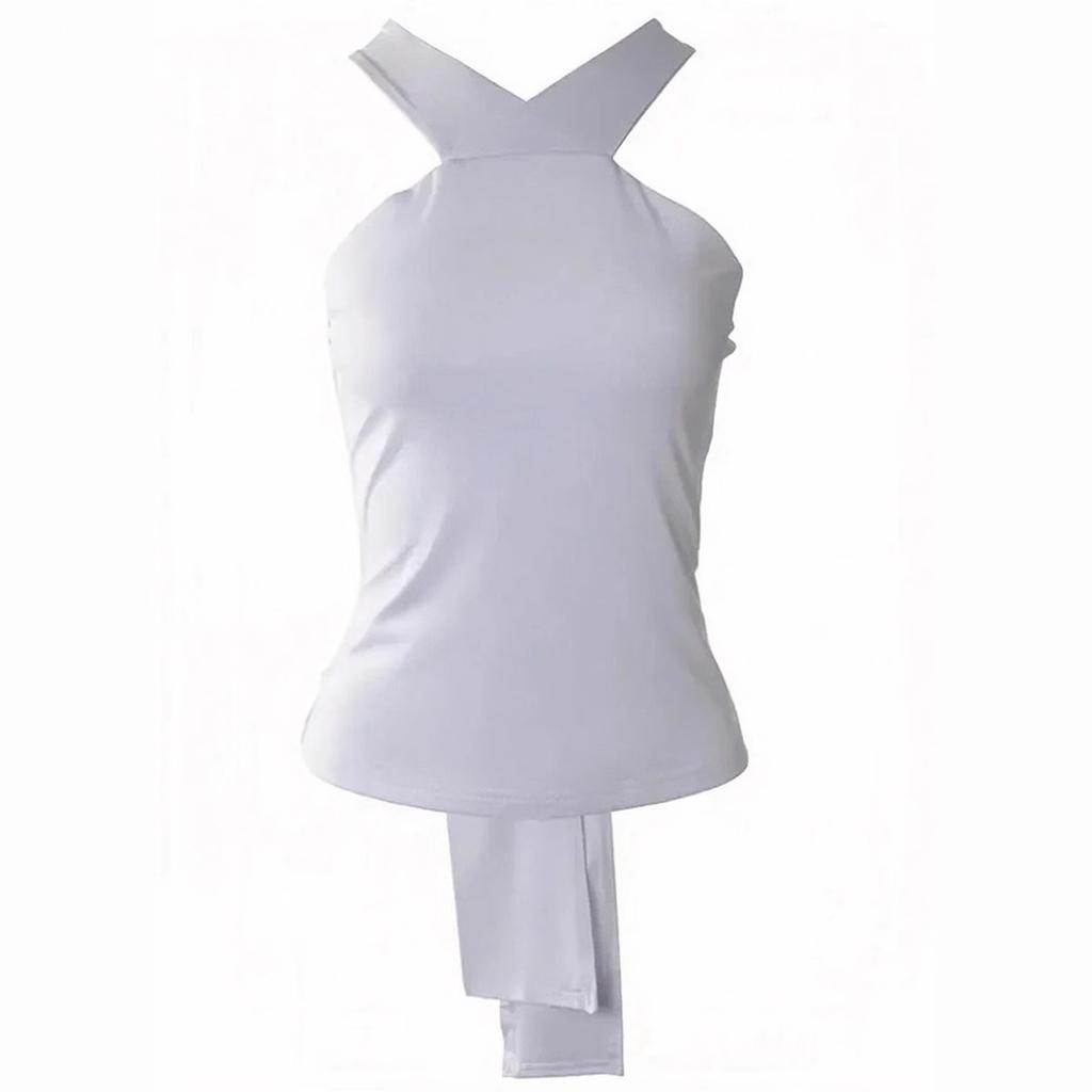 Spring and summer hot sale simple and sexy cross T-shirt backless design short top